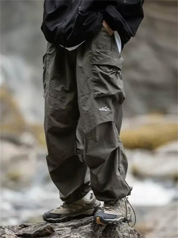 Pantalon cargo homme printemps automne imperméable montagne décontracté harajuku travail noir veste