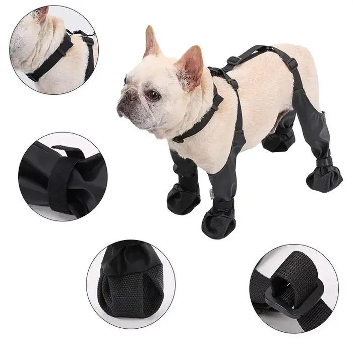 Chaussures antidérapantes pour chien bottes de pluie protecteurs de pattes anti-salissure et anti-chute chaussettes de suspension pour chienextérieur
