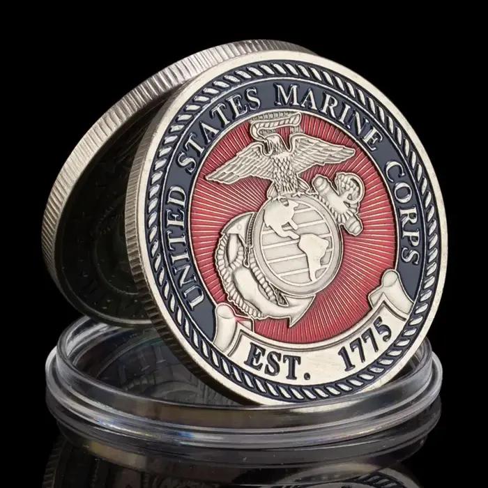 Pièce commémorative du Corps des Marines des états-unis, plaquée argent, Semper Fidelis, crâne de Sn