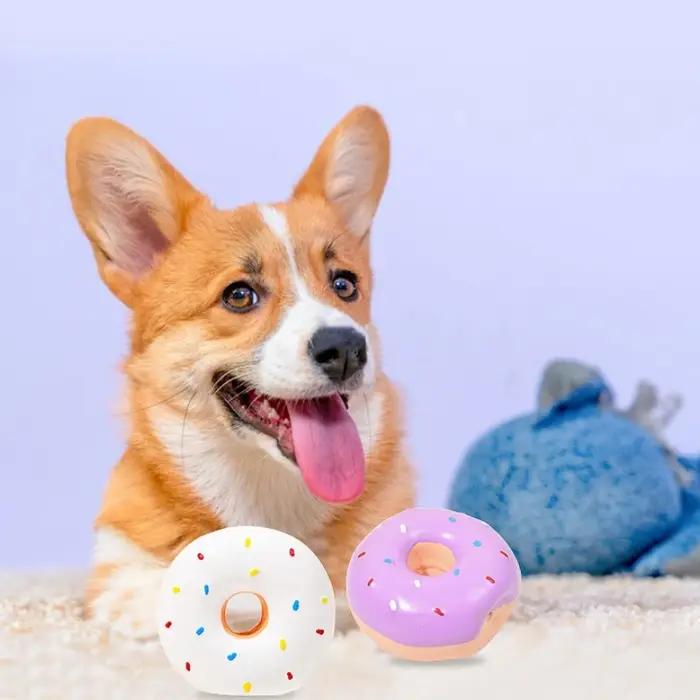 Jouets pour chiens couineurs en forme de beignet jouet interactif meulage des dents