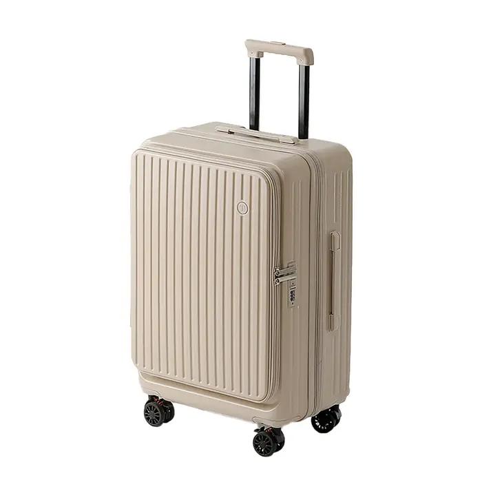 Valise extensible multifonctionnelle avec ouverture frontale et porte-gobelet bagage de grande capacité à roues universelles pour hommes et femmes voyages d'affaires vacances occasions spéciales