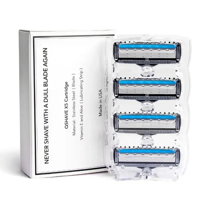 Qraser-rasoir pour hommes, rasoir manuel série bleue, recharge X5, lame Plus 1 lame de coupe, 12 car