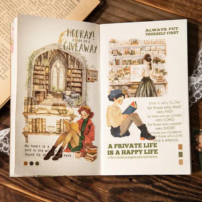 Journal GO 15 pièces élégant lecture fille autocollant pack créatif papier scrapbooking album carte planificateur occasions spéciales