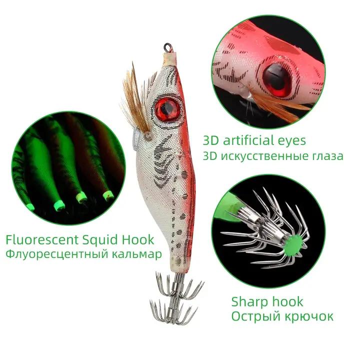 Chromyuju-Leurre de pêche en plomb avec hameçon en bois, appât dur, calmar Él, poulpe, seiche, 9g, 1