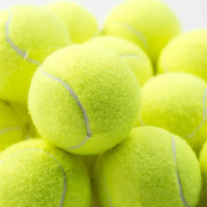 Balle de tennis en fibre de caoutchouc haute élasticité jaune pour entraînement compétition et divertissement en plein air