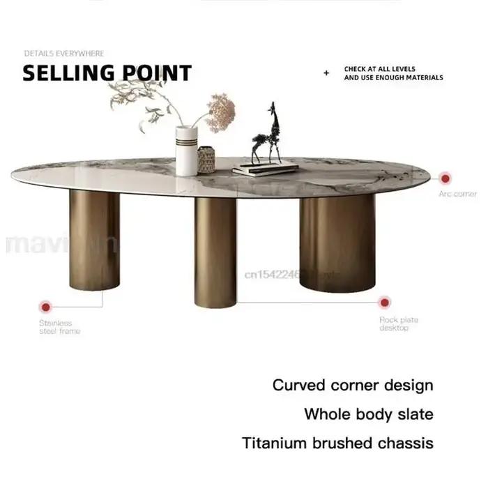 Combinaison de Table à manger et chaises ovales lumineuses italiennes, pour grande Villa, meubles de