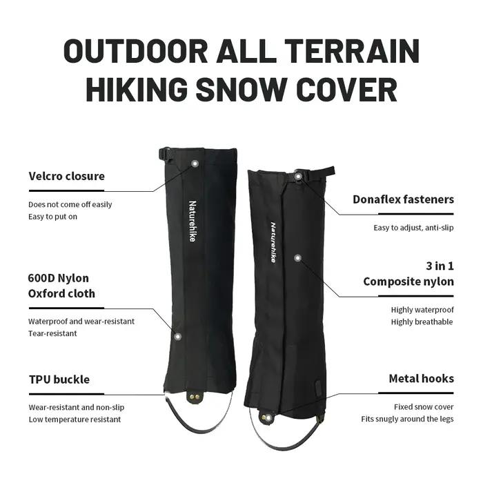 Naturehike – guêtres chauffe-jambes imperméables pour chaussures d'escalade, guêtres de neige pour r