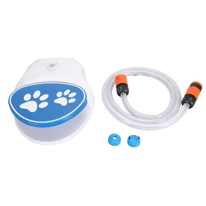 Distributeur d'eau pour chien activé étape sur pied avec tuyau, fontaine d'eau extérieure en plastiq