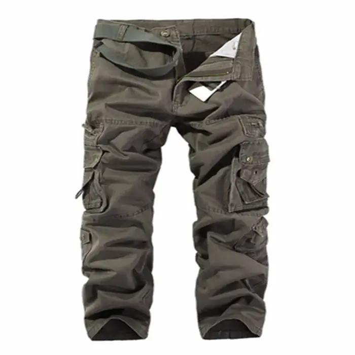 Pantalon cargo chasse multi-poches coton armée vert - vêtement tactique lavage facile