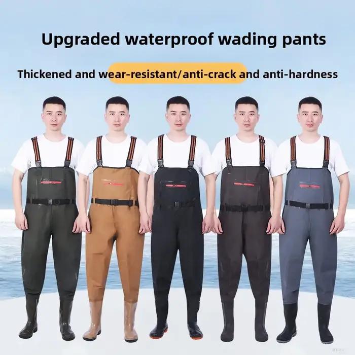 Pantalon de pêche mi-corps imperméable PVC avec bretelles - Pour la chasse et activités aquatiques
