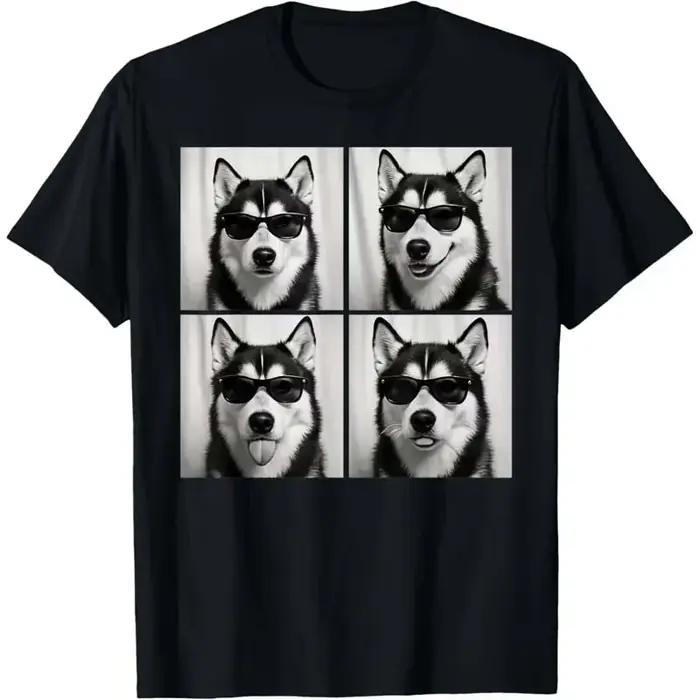 T-shirts à imprimé chien Husky mignon pour hommes