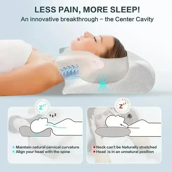 Oreiller cervical mémoire de forme 2 en 1 ergonomique orthopédique soutien douleur cou remplacement housse voyage chasse