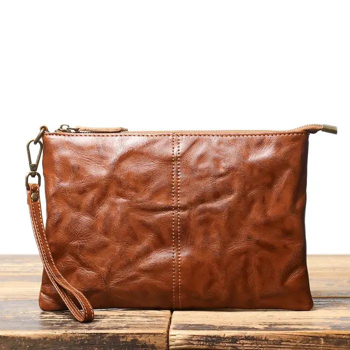 ROOG Portefeuille pochette en cuir vintage intemporel – Cuir véritable luxueux
