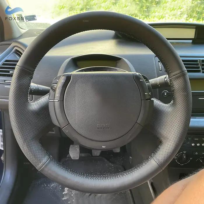 Volant tressé pour citroën Triumph Old C4 c-quatre 2007 2008 2009, intérieur de voiture, housse en c