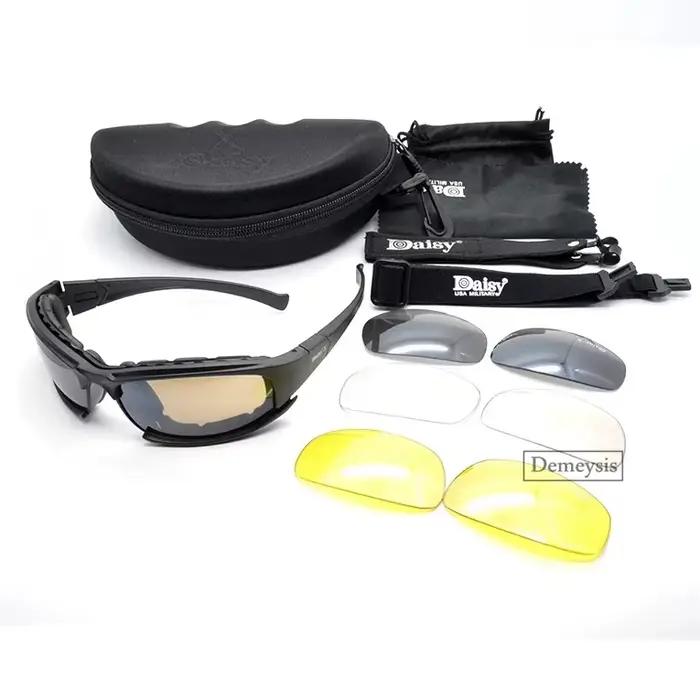 Lunettes tactiques Daisy polarisées pour chasse et tir - Protection UV400 avec 4 verres interchangeables
