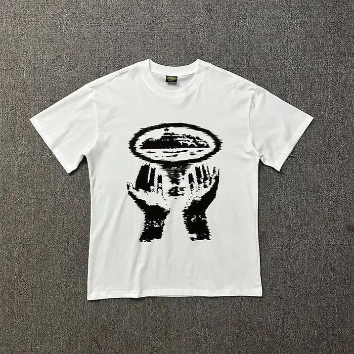 T-shirt imprimé en coton pour homme, vêtements de mode urbaine, style avant-gardiste, design rétro s