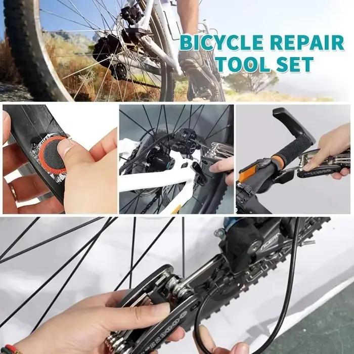 Kit d'outils de réparation de vélos complet sac des outils polyvalent pour réparation de pneus de vélo de route de montagne