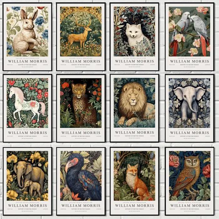 Affiche d'exposition de musée William Morris impression sur toile moderne animaux fruits papillon fleur décoration maison occasion spéciale