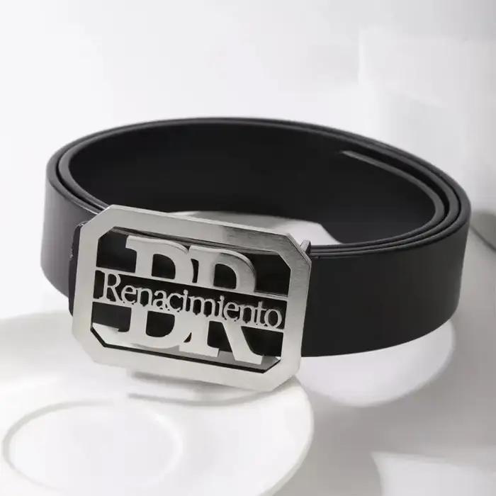 Boucle de ceinture personnalisée en acier inoxydable avec gravure de nom ou logo pour homme cadeau anniversaire fiançailles mariage