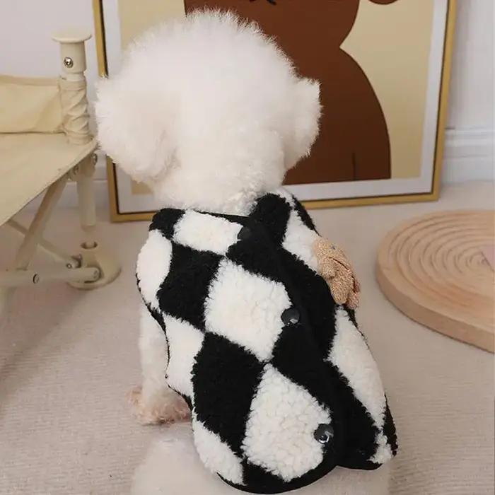 Vêtements pour chiens, veste polaire à carreaux pour animaux de compagnie