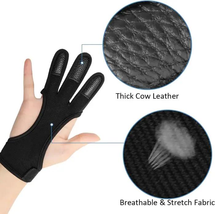 Gant de chasse à l'arc 3 doigts Outdoor - Protection cuir pour arc recurve et accessoires tir