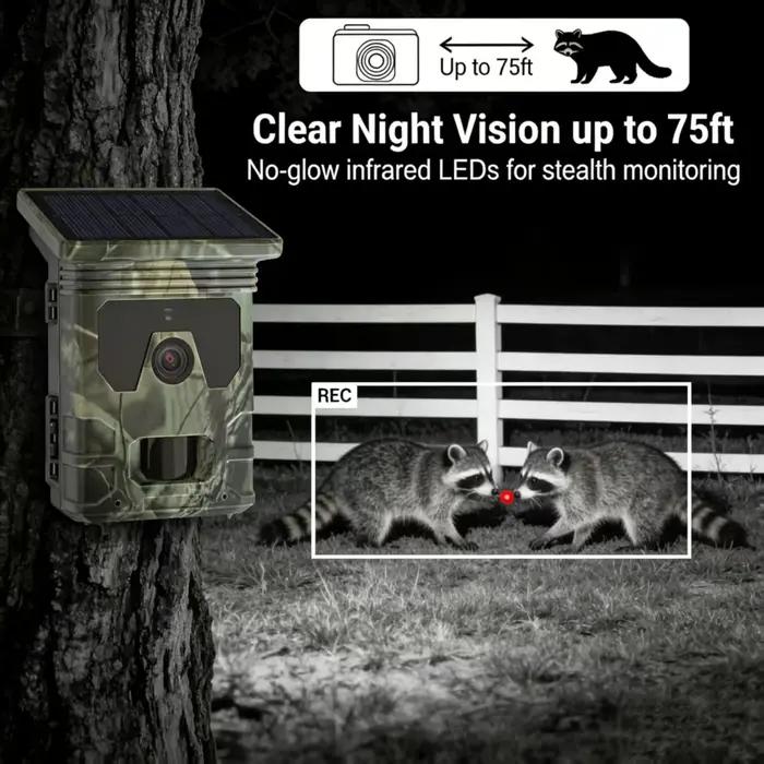 Caméra de chasse solaire 50MP 4K avec vision nocturne infrarouge