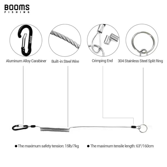 Booms Fishing T01 2M lanières enroulées mousqueton avec sangles de canne pour canne à pêche et filet