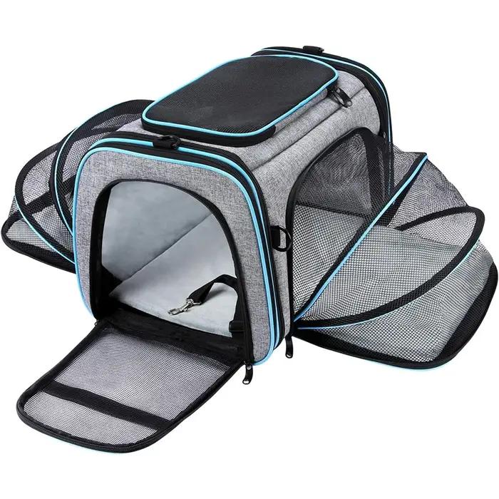 Porte-animaux extensible pour chats voyage sécurité compagnie aérienne transporteur parois souples nylon facile utilisation occasions spéciales