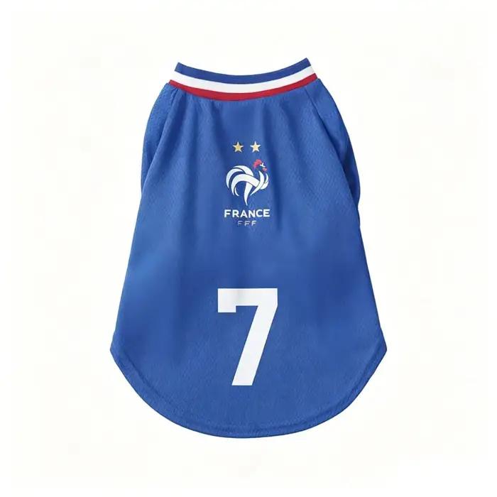 Maillot respirant pour animaux de compagnie équipe de football française élégant pour chats chiens et chiots petits races confortable été sec et propre pour promenades occasions spéciales