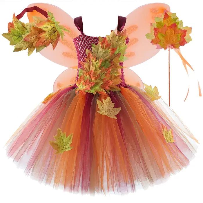 Costumes de fée feuilles d'érable d'automne pour filles