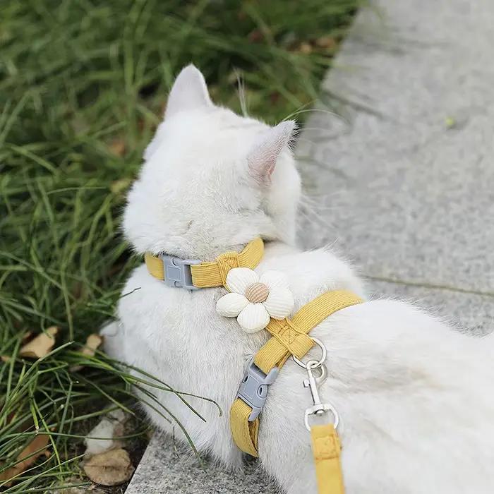 Ensembles de harnais et de laisse pour chat, harnais réglable pour petit chien, harnais pour animaux de compagnie, sangle de marche, accessoire pour chat