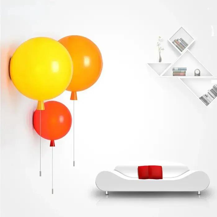 Applique murale ballon coloré nordique, interrupteur côtelé, lampe de chevet de chambre à coucher, a