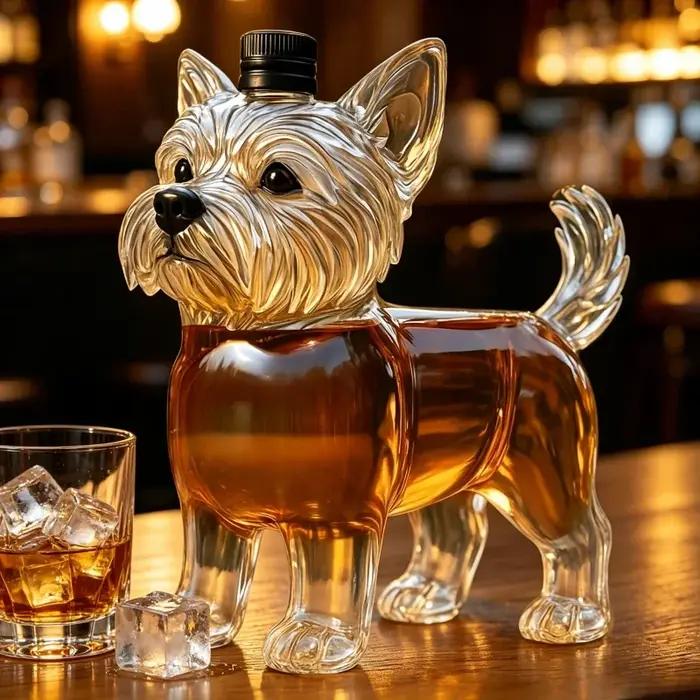 Carafe à whisky en verre en forme de chien West Highland Terrier