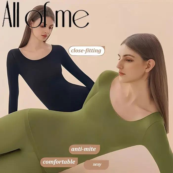 Sous-vêtement thermique double couche en nylon et élasthanne pour femmes, lingerie chaude, confort douillet, occasions hivernales et cadeaux personnalisés