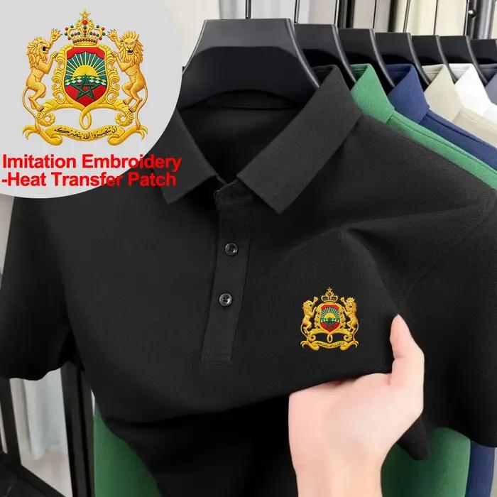 Chemises polo imprimées avec le blason du Maroc pour hommes