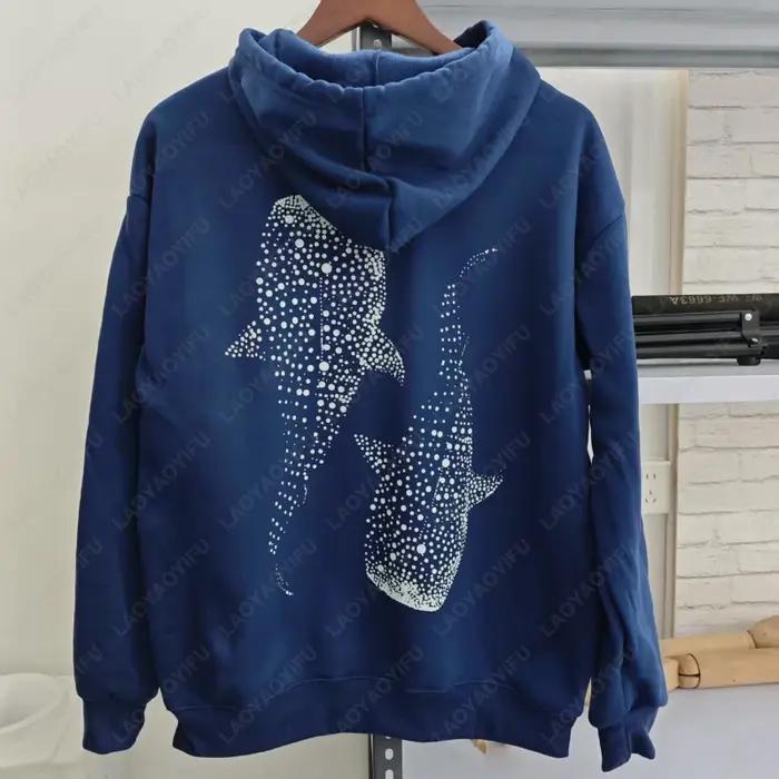 Baleine poisson vie marine pull à capuche pour les amoureux de l'océan hommes femmes cadeau plongée noix de coco plage fille automne mode sweat cadeaux