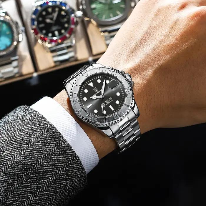 Montre homme luxe POEDAGAR étanche sport acier inoxydable