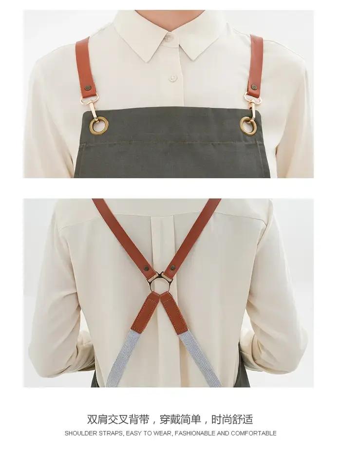 Tablier jaune en toile avec Logo de marque brodé personnalisé