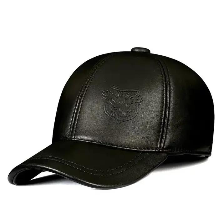Nouveau 2025 printemps/hiver homme en cuir véritable casquettes de Baseball mâle décontracté peau de