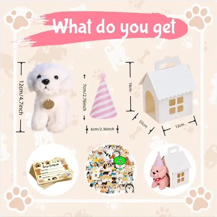Kits DIY Adopt A Puppy - Cadeaux de fête avec animaux en peluche et maison pour chien à construire soi-même pour jouets, remise de diplôme, baby shower, cadeaux d'anniversaire