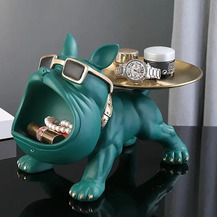 30cm décor à la maison bouledogue Figurine chien Statue boîte de rangement Animal ornement résine artisanat Art