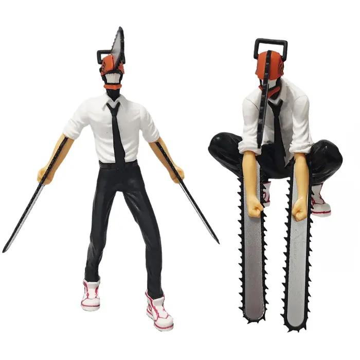 Anime tronçonneuse homme Figure 2 pièces ensemble Denji Action Figural 14-17 cm voiture décoration poupée PVC modèle