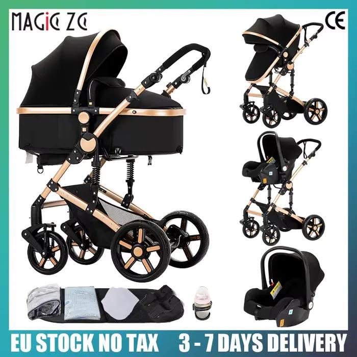 Poussette bébé 3 en 1, combos de poussette de siège auto, poussette bébé multifonctionnelle haute pa