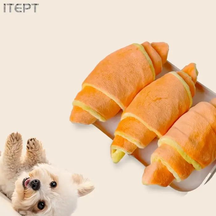 Jouet en peluche pour chien Croissant, jeu interactif de distribution de friandises grinçantes pour animaux de compagnie, Animal en peluche doux et Durable, pour chien de petite à moyenne taille