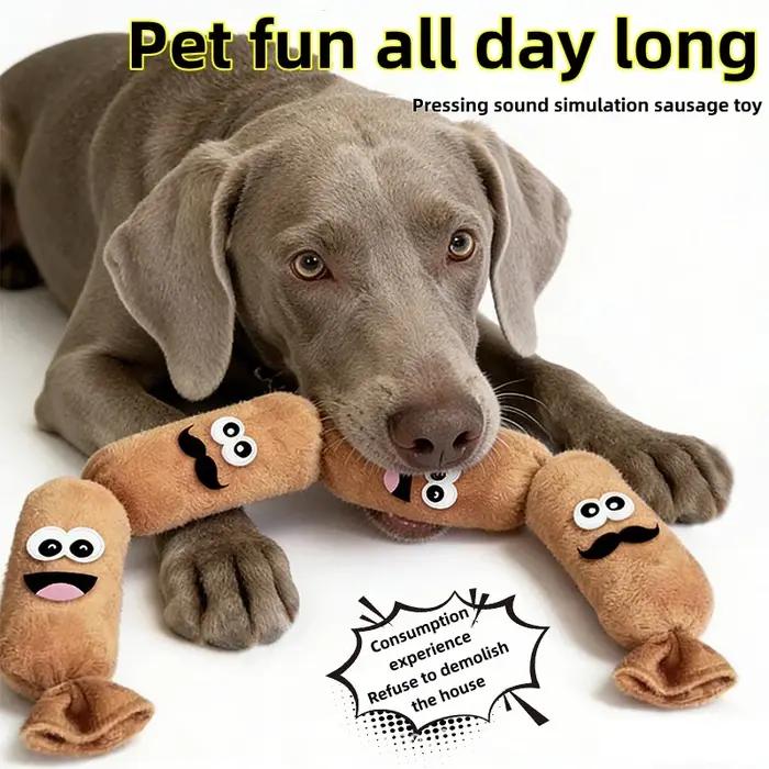 Jouet à mâcher en peluche forme saucisse hot-dog résistant aux morsures pour chiens réduction de l'ennui et soin des dents