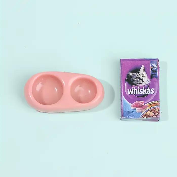 1/12 Dollhouse Miniature Pour Animaux De Compagnie Chien Chat Alimentaire avec Bol Cuisine Décor De