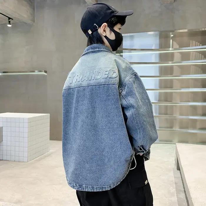 Veste en jean rétro y2k pour enfants, vestes décontractées pour garçons, vêtements d'automne élégants, manteau de luxe pour enfants occasions spéciales