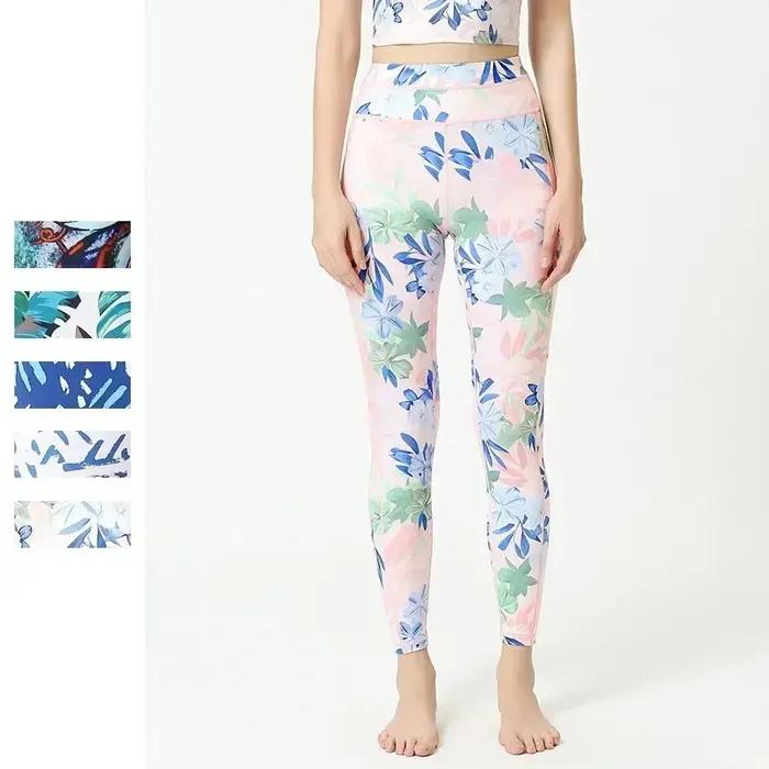 Cloud Hide Flower-Leggings de fitness taille haute pour femme, pantalon de yoga, collants longs sexy
