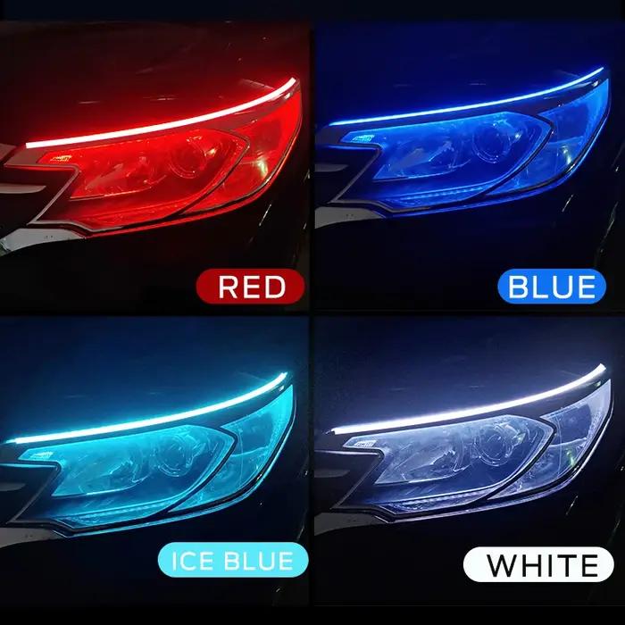 2 pièces LED DRL voiture feux de jour bande Flexible étanche phares automatiques blanc clignotant ja