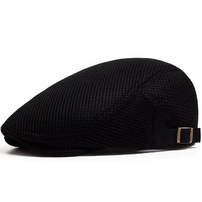 Béret en maille respirante pour hommes et femmes, chapeau plat, pare-soleil décontracté, Vintage, ca